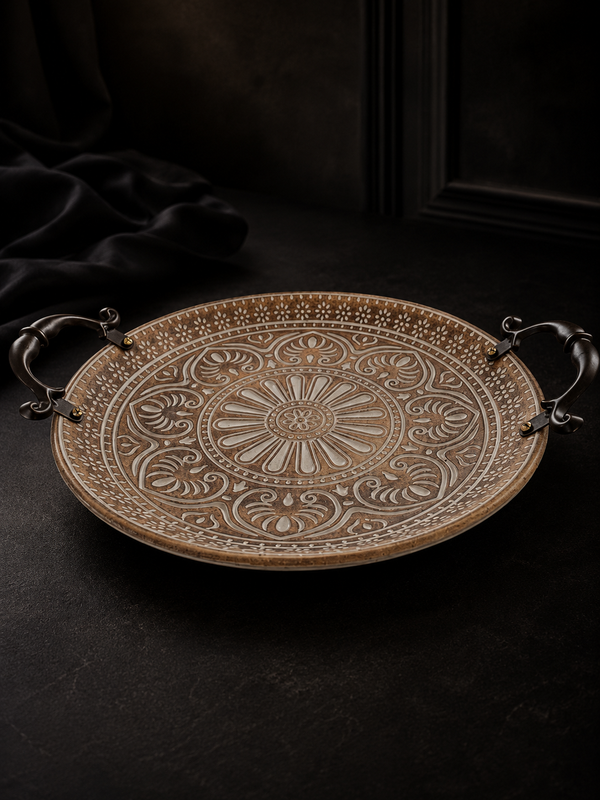 Marrakesh Royale Luxury Handcrafted Ceramic Serving Platter with Antique Bronze Handles (Copy)