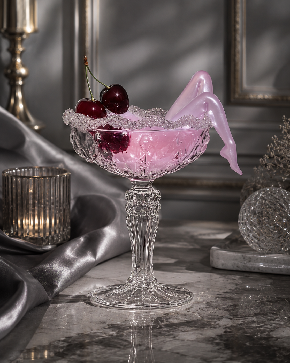 Rosé Éclipse Handcrafted Luxury Crystal Dessert Coupe with Sculpted Crystal Stem Rosé Éclipse Handcrafted Luxury Crystal Dessert Coupe with Sculpted Crystal Stem
