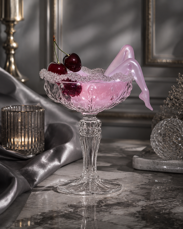 Rosé Éclipse Handcrafted Luxury Crystal Dessert Coupe with Sculpted Crystal Stem Rosé Éclipse Handcrafted Luxury Crystal Dessert Coupe with Sculpted Crystal Stem