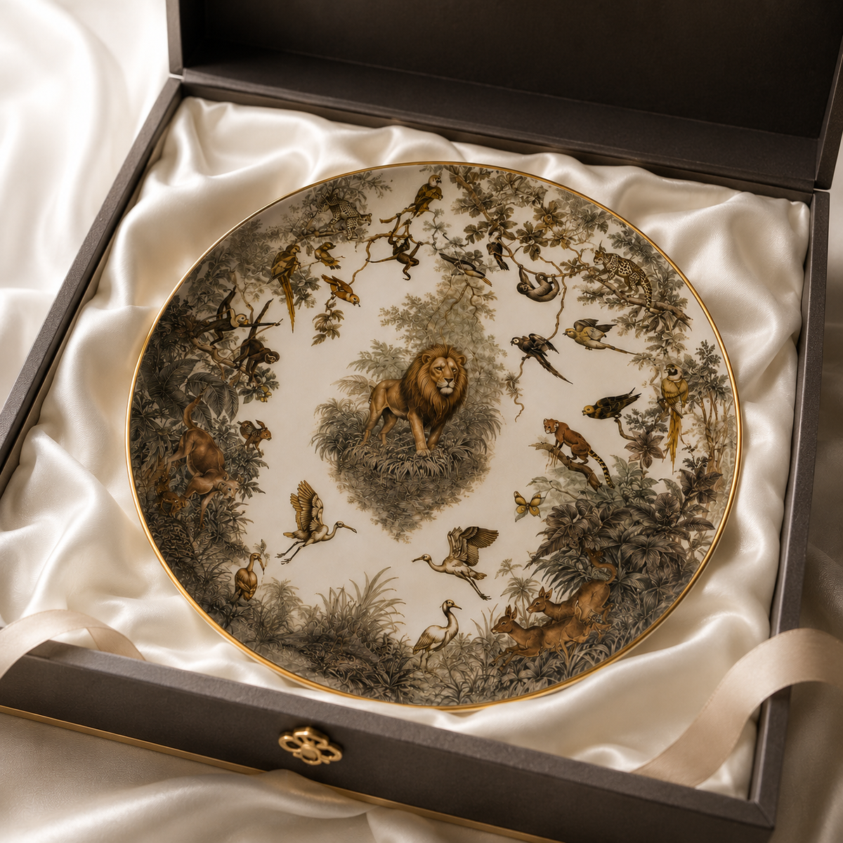 Sovereign Safari Luxury Fine Bone China Charger Plate with 24K Gold Rim – Collector's Edition