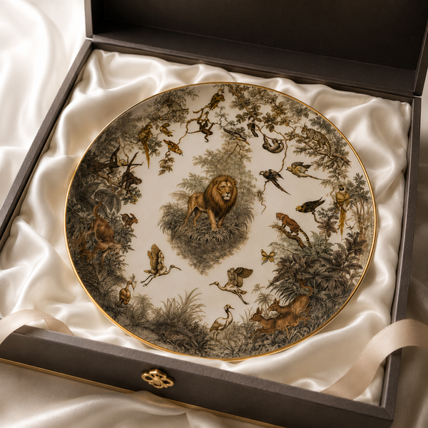 Sovereign Safari Luxury Fine Bone China Charger Plate with 24K Gold Rim – Collector's Edition